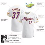 Custom Name and Number Baseball Jersey | Personalized White Purple-Gold Authentic Team Jersey Personalized White Purple-Gold