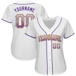Personalized Drift Fashion Baseball Jersey - Custom White Purple-Gold Team Name & Number Personalized White Purple-Gold Authentic