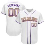 Personalized Drift Fashion Baseball Jersey - Custom White Purple-Gold Team Name & Number Personalized White Purple-Gold Authentic