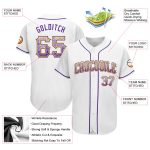 Personalized Drift Fashion Baseball Jersey - Custom White Purple-Gold Team Name & Number Personalized White Purple-Gold Authentic