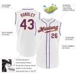 Custom Name Number Personalized Sleeveless Baseball Jersey White Purple Gold Authentic Team Gear Personalized White Purple-Gold