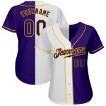 Custom Name Number Personalized White Purple Gold Baseball Jersey Authentic Split Fashion Team Personalized White Purple-Gold