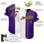 Custom Name Number Personalized White Purple Gold Baseball Jersey Authentic Split Fashion Team Personalized White Purple-Gold