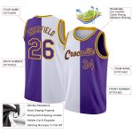 Custom Name Number Basketball Jersey - Personalized Authentic Split Design in White Purple Gold Personalized White Purple-Gold