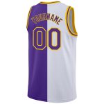 Custom Name Number Basketball Jersey - Personalized Authentic Split Design in White Purple Gold Personalized White Purple-Gold