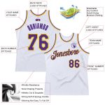 Custom White Purple Gold Throwback Basketball Jersey - Authentic Design Personalized White Purple-Gold Authentic Throwback