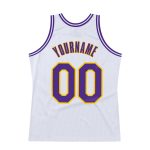 Custom Basketball Jersey - Personalized Purple Gold Throwback Design, Authentic Team Name and Number Personalized White Purple-Gold