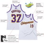 Custom Basketball Jersey - Personalized Purple Gold Throwback Design, Authentic Team Name and Number Personalized White Purple-Gold
