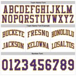 Custom Personalized Basketball Shorts with Team Name and Number - White Purple-Gold Authentic Throwback Design Personalized