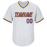 Customizable Purple Gold Baseball Jersey Shirt with Personalized Name and Number - Authentic Throwback Rib-Knit Design Personalized