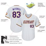 Customizable Purple Gold Baseball Jersey Shirt with Personalized Name and Number - Authentic Throwback Rib-Knit Design Personalized