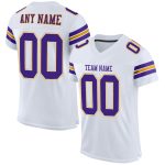 Personalized Custom Football Jersey for Authentic Team - White Purple Gold Mesh with Name & Number Personalized White Purple-Gold