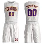 Custom Name Number Basketball Jersey Sublimation Round Neck Personalized White Purple Gold - Team Suit Personalized White