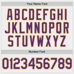 Personalized Unisex Softball Jersey in White and Purple-Gold, Two-Button Design Personalized White Purple-Gold Two-Button