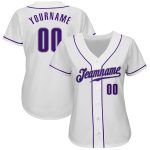 Custom Name Number Baseball Jersey - Personalized White Purple Gray Authentic Team Jersey Personalized White Purple-Gray