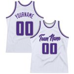 Custom Basketball Jersey with Personalized Name and Number, Authentic Throwback Style in White Purple-Gray Colors Personalized