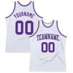 Personalized Authentic Throwback Basketball Jersey in White Purple Gray Personalized White Purple-Gray Authentic Throwback