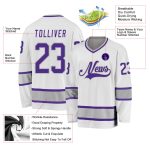 Custom Name and Number Hockey Jersey - Personalized White Purple-Gray Team Jersey Personalized White Purple-Gray Hockey Jersey