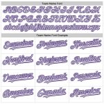 Custom Name and Number Authentic Baseball Jersey - Personalized White Purple-Gray Line Design Personalized White Purple-Gray
