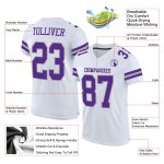 Custom Personalized Football Jersey with Name & Number - White Purple-Gray Mesh Authentic Personalized White Purple-Gray