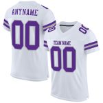 Custom Personalized Football Jersey with Name & Number - White Purple-Gray Mesh Authentic Personalized White Purple-Gray