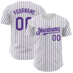 Custom Purple Gray Pinstripe Baseball Jersey with Personalized Name & Number - Authentic White Team Jersey Personalized White