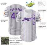 Custom Purple Gray Pinstripe Baseball Jersey with Personalized Name & Number - Authentic White Team Jersey Personalized White