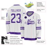 Custom Name and Number Personalized Hockey Jersey - White and Purple Team Jersey Personalized White Purple Hockey Jersey