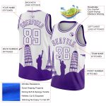 Personalized Holiday Travel Basketball Jersey - White Purple City Edition with Custom Name and Number Personalized White