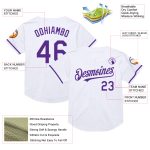 Custom Name and Number Personalized White Purple Baseball Jersey Authentic Throwback Mesh Design Personalized White Purple