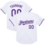 Custom Name and Number Personalized White Purple Baseball Jersey Authentic Throwback Mesh Design Personalized White Purple