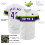 Personalized Authentic Baseball Jersey in White, Purple, and Neon Green Personalized White Purple-Neon Green Authentic Baseball