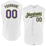 Custom Name and Number Sleeveless Baseball Jersey - Personalized White Purple Neon Green Authentic Team Gear Personalized