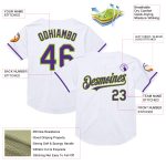 Custom Name and Number Personalized Baseball Jersey - White Purple Neon Green Mesh Authentic Throwback Design Personalized