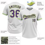 Custom Team Softball Jersey with Name and Number, Personalized White Purple Neon Green, Unisex Two-Button Design Personalized
