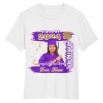 Custom Name Number 3D Graduation T-Shirt for Team - Personalized White Purple Old Gold Design Personalized White Purple-Old