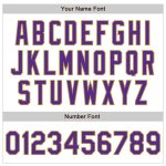 Personalized Custom Baseball Jersey with Name & Number in White, Purple & Old Gold Raglan Sleeves Personalized White Purple-Old