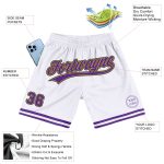 Custom Name Number Basketball Shorts - Personalized White Purple Old Gold-Black Authentic Throwback Style Personalized White