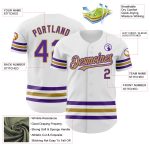 Custom Name and Number Personalized Baseball Jersey - White Purple Gold Line Authentic Design Personalized White Purple-Old