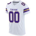 Custom Name Number Personalized Football Jersey - White Purple Old Gold Mesh Authentic Design Personalized White Purple-Old