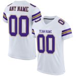 Custom Name Number Personalized Football Jersey - White Purple Old Gold Mesh Authentic Design Personalized White Purple-Old