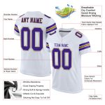 Custom Name Number Personalized Football Jersey - White Purple Old Gold Mesh Authentic Design Personalized White Purple-Old