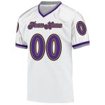Custom Authentic Football Jersey with Personalized Name & Number in White, Purple, and Old Gold Mesh Personalized White Purple-Old