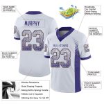 Personalized Football Jersey Custom Name & Number - White Purple Old Gold Mesh Drift Team Gear Personalized White Purple-Old