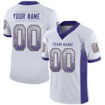 Personalized Football Jersey Custom Name & Number - White Purple Old Gold Mesh Drift Team Gear Personalized White Purple-Old