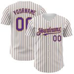 Custom Purple Old Gold Pinstripe Baseball Jersey - Personalized Name & Number, Authentic Design, Team Spirit Wear Personalized