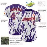 Custom Name and Number Baseball Jersey - Abstract 3D Pattern in White, Purple, and Orange - Authentic Team Apparel Personalized
