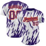 Custom Name and Number Baseball Jersey - Abstract 3D Pattern in White, Purple, and Orange - Authentic Team Apparel Personalized