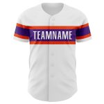 Personalized Authentic Baseball Jersey in White, Purple, and Orange Personalized White Purple-Orange Authentic Baseball Jersey