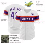 Personalized Authentic Baseball Jersey in White, Purple, and Orange Personalized White Purple-Orange Authentic Baseball Jersey